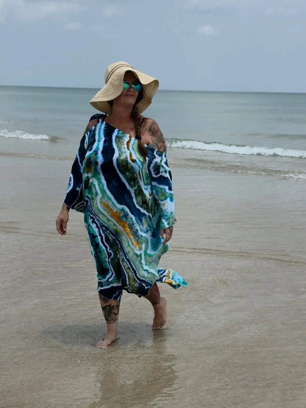 Kaftan | Cover Up | Off Shoulder | Geode Print | Beachwear | One size fits most